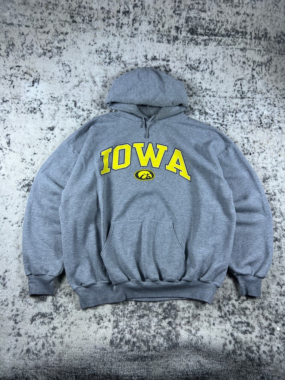 Vintage Iowa Hawkeyes Gray Hoodie Mens XXL Big Logo Spellout 90s